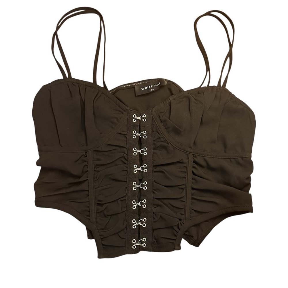 White Fox Black Corset Top Small